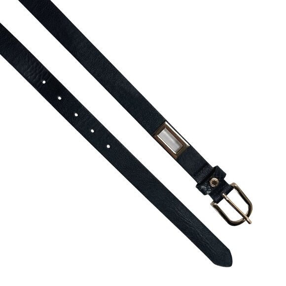 Tahari Vegan Leather Belt Gold Toned Buckle - Picture 4 of 7